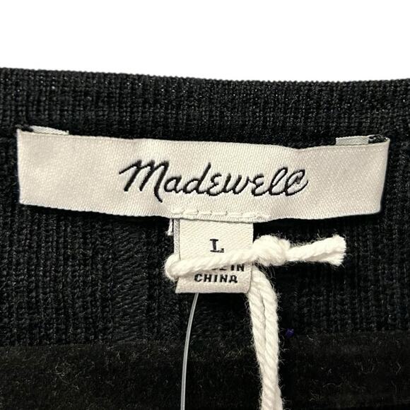 NWT Madewell True Black Merino Wool-Silk Blend Scoopneck Sweater Womens Large - Picture 3 of 8